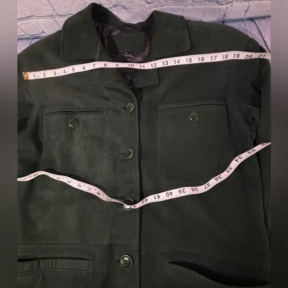 VINTAGE Kara George 1980’s Forest Green Brushed Leather Western Barn Jacket S - Picture 9 of 11
